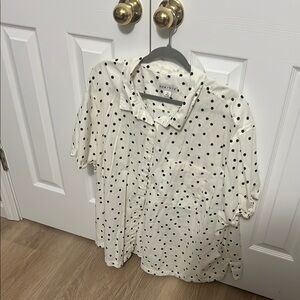 Avanti Black and White Polka Dot Blouse 2X